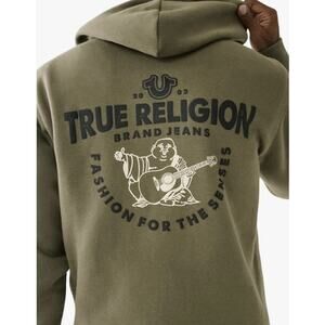 True Religion 2 Piece Set Sweatsuit Men's Size L Fleece Tracksuit Kalamata Green